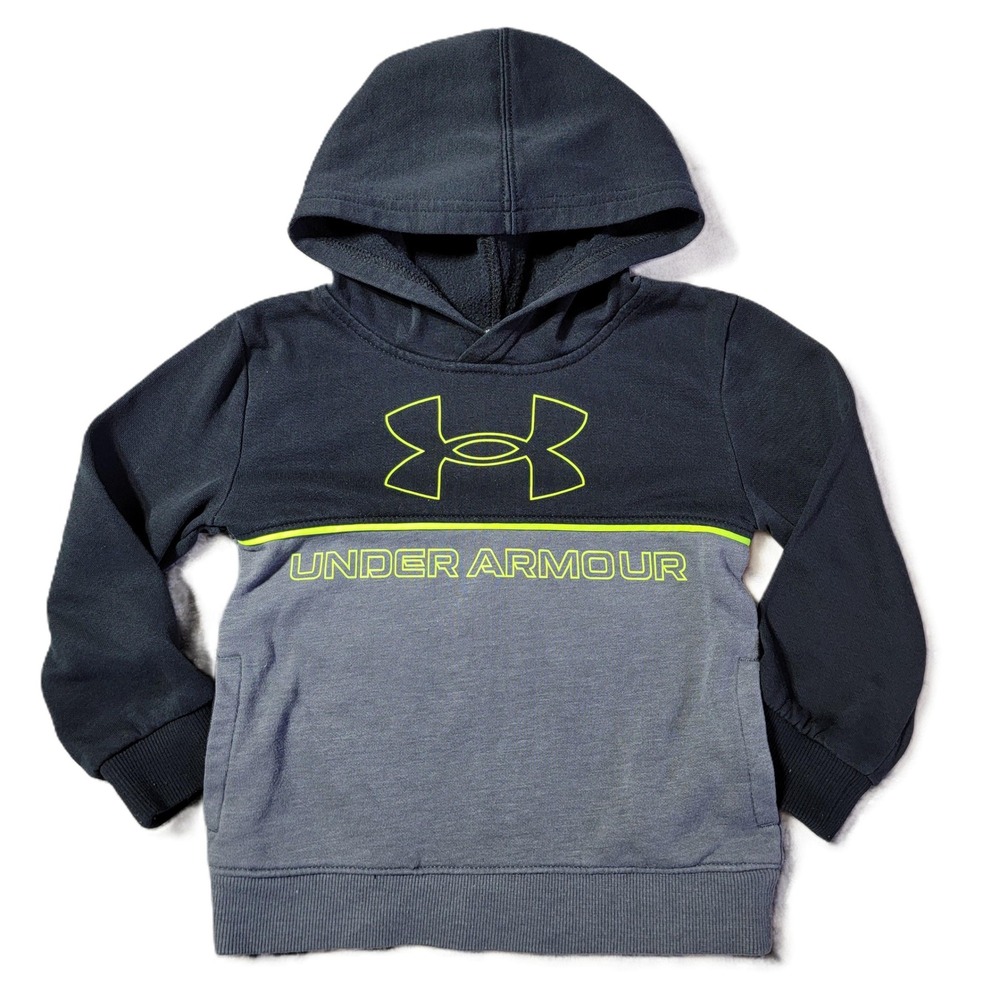 Kids‎ Under Armour Hoodie Gray Neon Yellow Logo Size 3T Sweatshirt Top